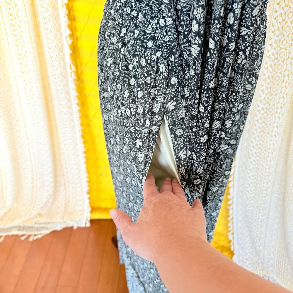 Knox Rose Black Floral Tiered Prairie Maxi Dress Size XL - Cottagecore - Picture 7 of 11